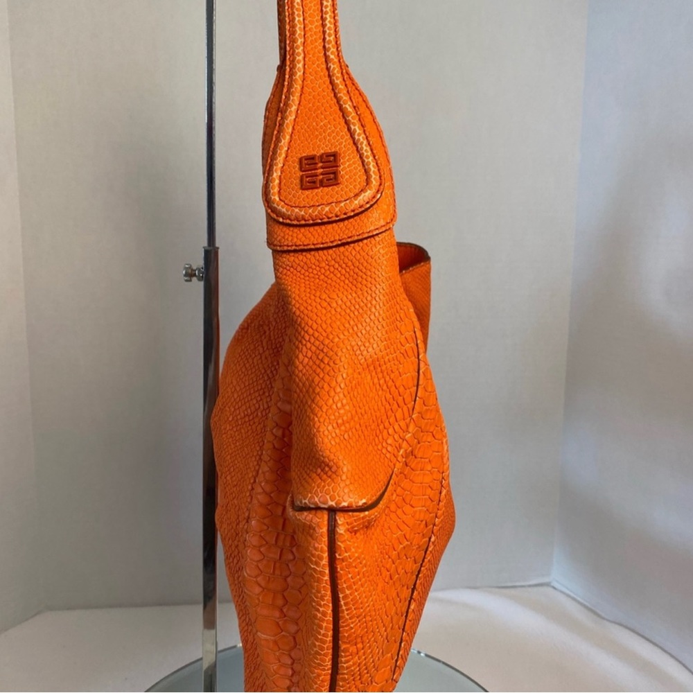 Givenchy orange snake embossed leather hobo bag - Picture 7 of 10